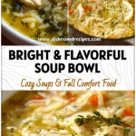 Golden Lemon Chicken Orzo Soup topped with herbs, showcasing a hearty Homemade Soup Recipe look.